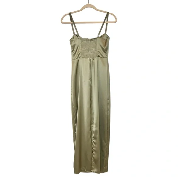 NWT REFORMATION Stormi‎ Satin Midi Dress in Artichoke. Size 2 - Picture 5 of 11
